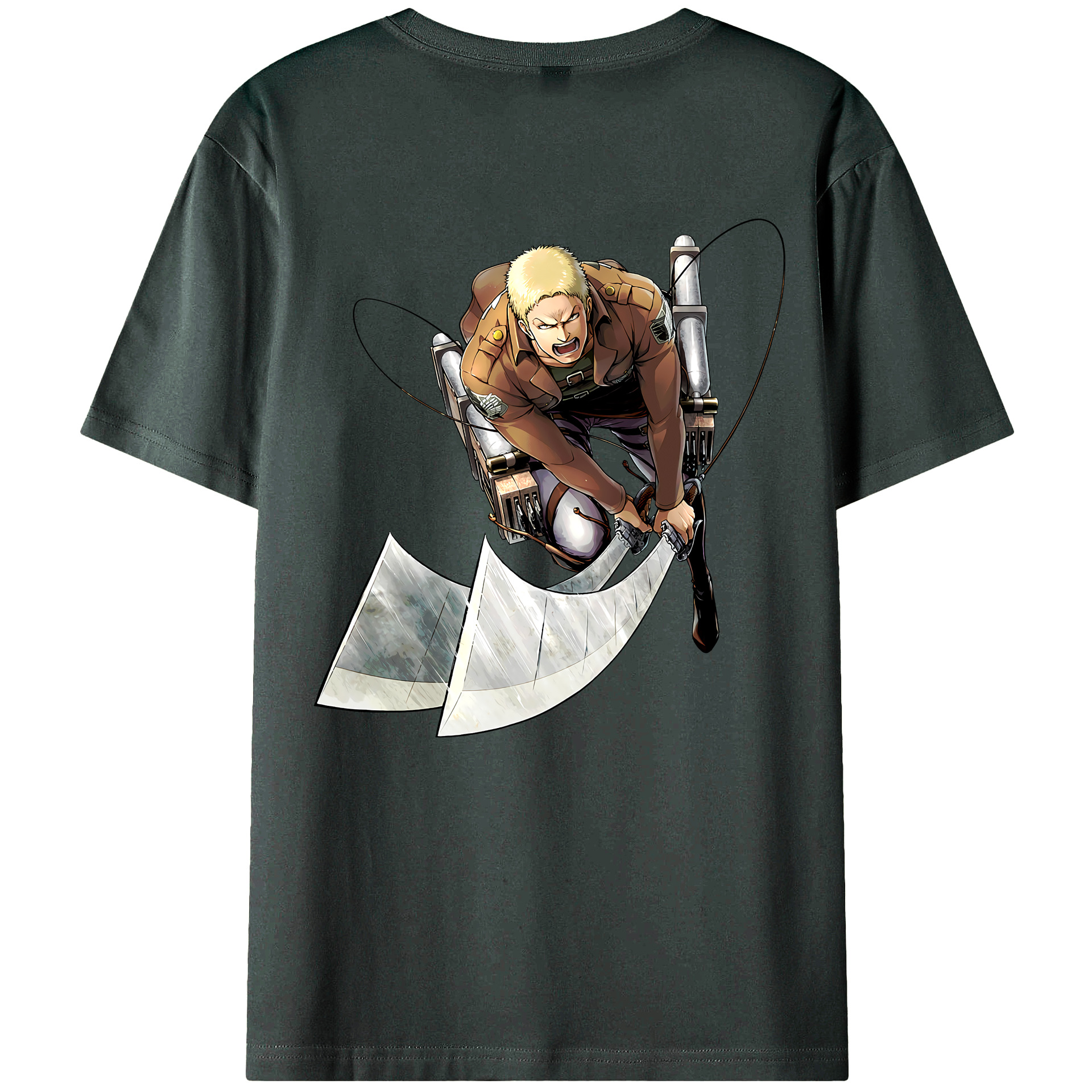（画像用） 進撃の巨人 ライナー・ブラウン Attack on Titan Reiner Braun 綿100％ メンズ半袖Tシャツ（バックプリント） 通気性